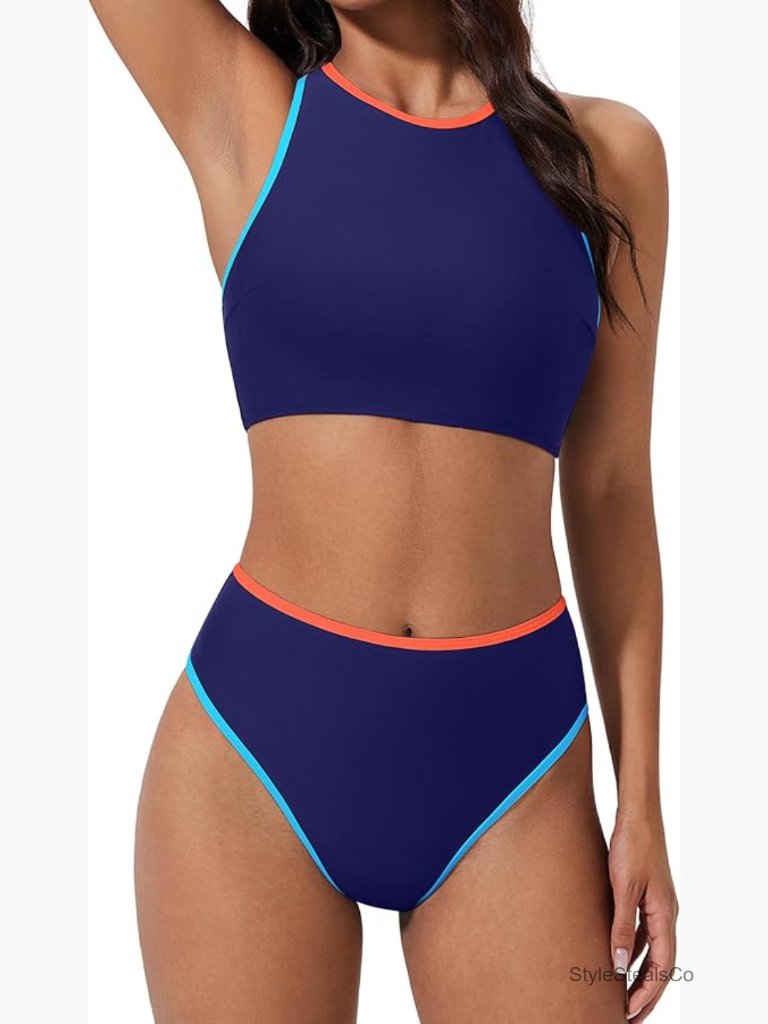 High Waisted Bikini Set With Tummy Control Sporty Two Piece Swimsuits
